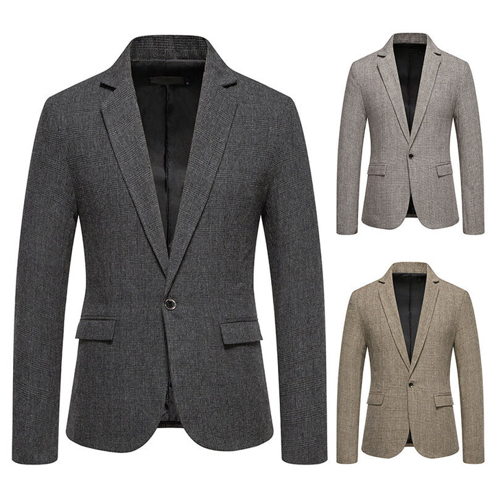Men's Tailored Glencheck Blazer with One-Button Closure and Flap Pockets Mune Fashion