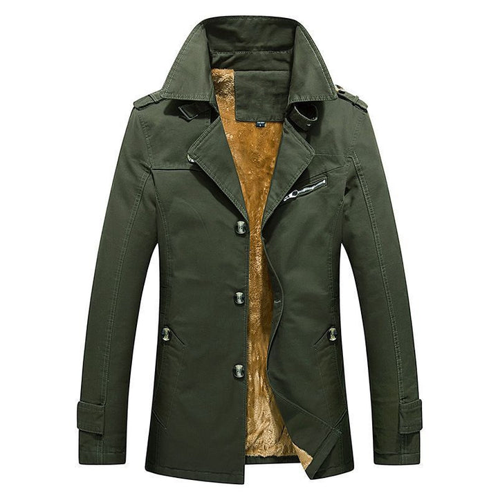 Men's Double-Breasted Short Coat with Teddy Lining and Stand Collar Mune Fashion