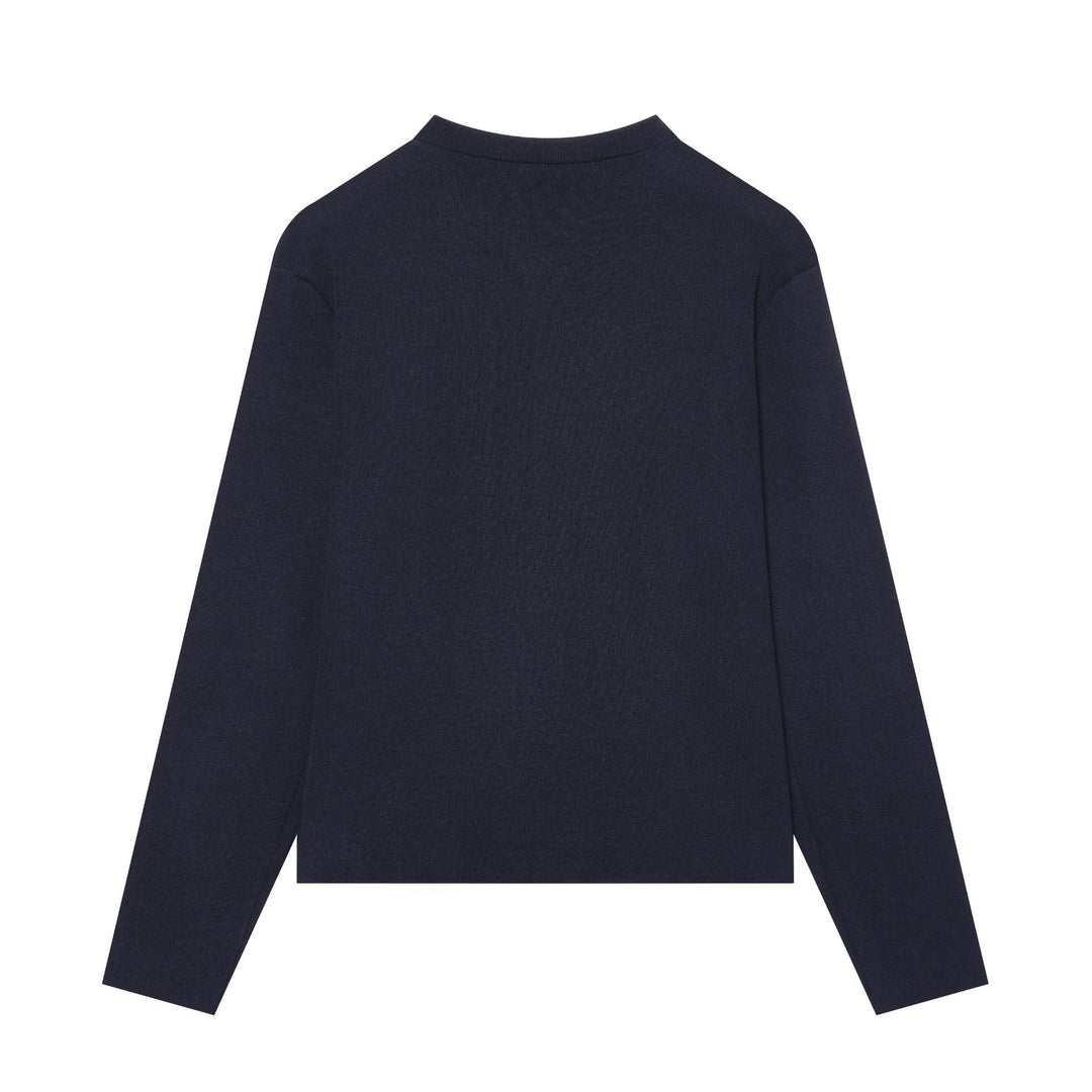 Women's Short Textured Knit Cardigan with Knot Frog Closures and Patch Pockets Mune Fashion