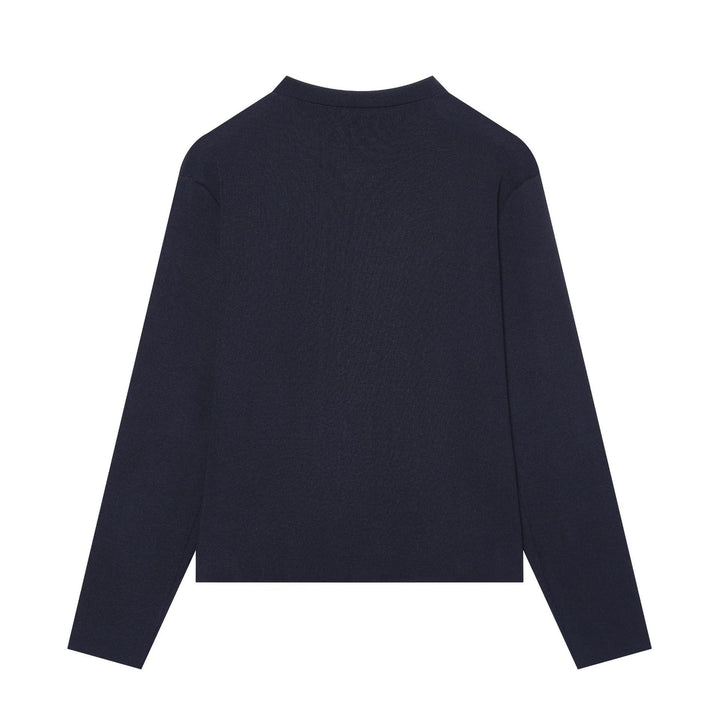 Women's Short Textured Knit Cardigan with Knot Frog Closures and Patch Pockets Mune Fashion