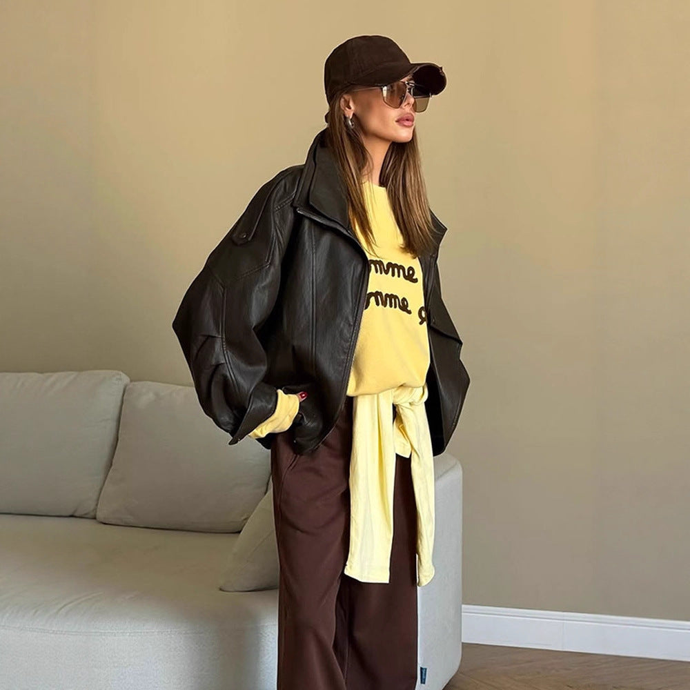 Women's Oversized Leather Jacket Mune