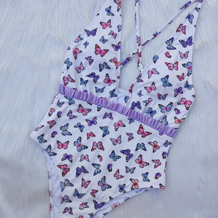 Ladies High-Waisted Swimwear with Butterfly Print Mune Fashion