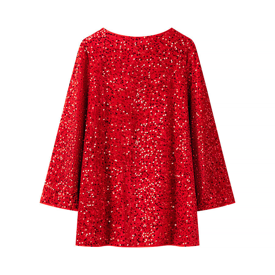 Women's shimmering sequin tunic with a loose fit and batwing sleeves Mune Fashion