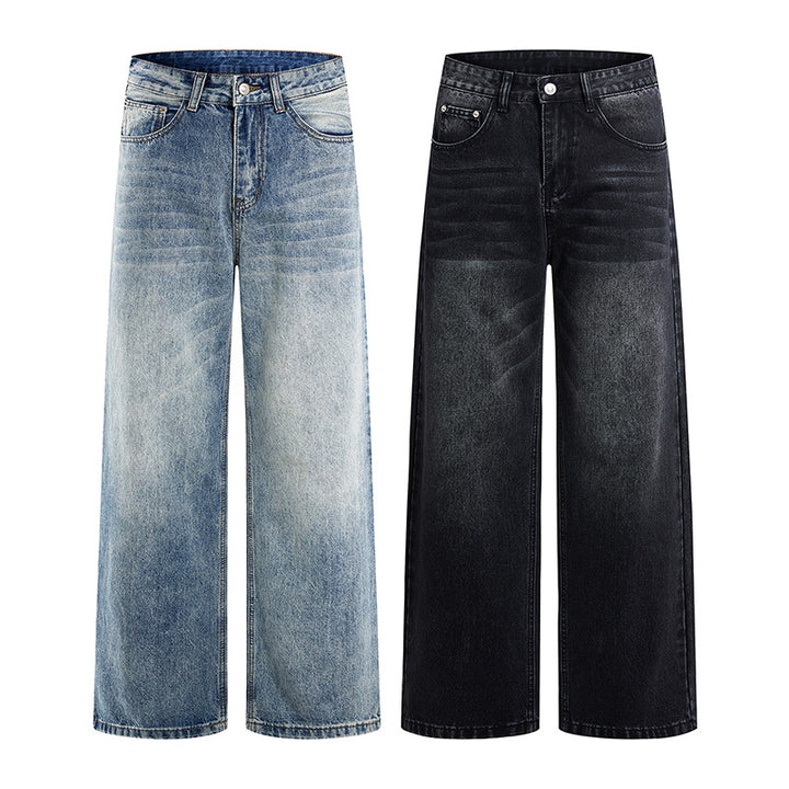 Women's High-Waist Wide Leg Jeans made of Denim with Vintage Wash
