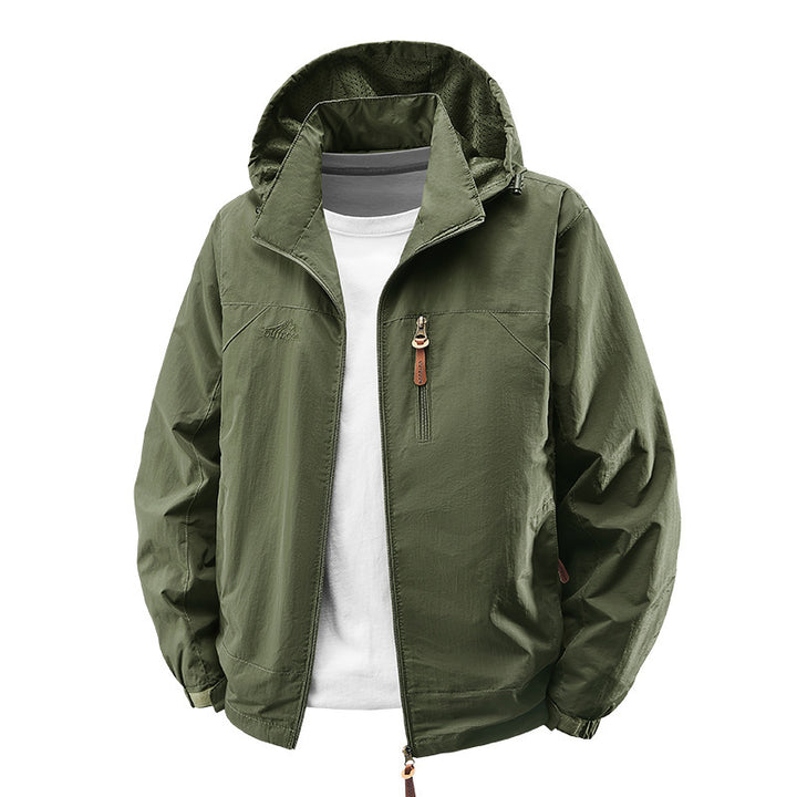 Men's Water-Repellent Ultra-Light Windbreaker with Hood, Zipper, and Chest Pocket Mune Fashion