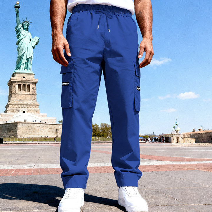 Men's cargo leisure trousers with elastic waistband, drawstring & zip pockets Mune Fashion