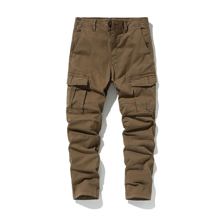 Men's Tapered Canvas Cargo Work Pants with Ergonomic Knee Pleats and Organizer Pockets Mune Fashion
