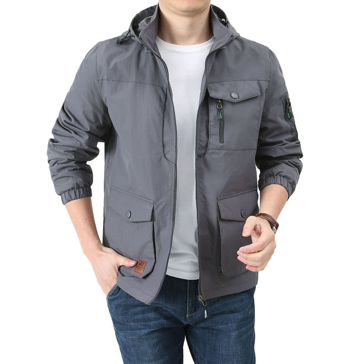 Men's Urban-Utility Field Jacket with Hood, Multiple Pockets and Elastic Cuffs Mune Fashion