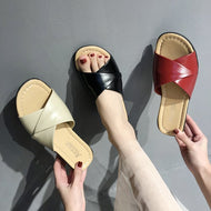 Ladies nan comfortable slipper sandal with crossed straps and lightweight wedge heel Mune Fashion