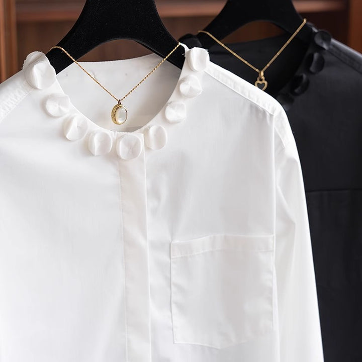 Women's Elegant Blouse with Decorative Collar Mune Fashion