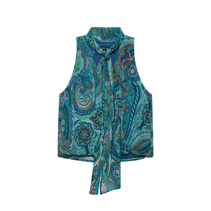 Women’s maxi skirt with paisley print, lightweight drape, pleated details, and waistband Drune