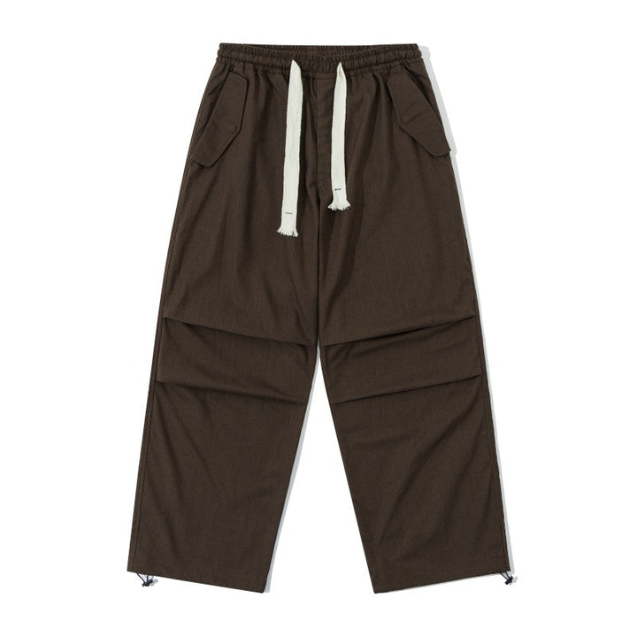 Unisex Loose Utility Cargo Pants with Elastic Waistband, Drawstring and Adjustable Hem