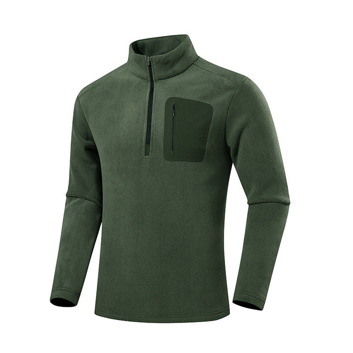 Men's fleece pullover with quarter zip and concealed chest pocket Mune Fashion