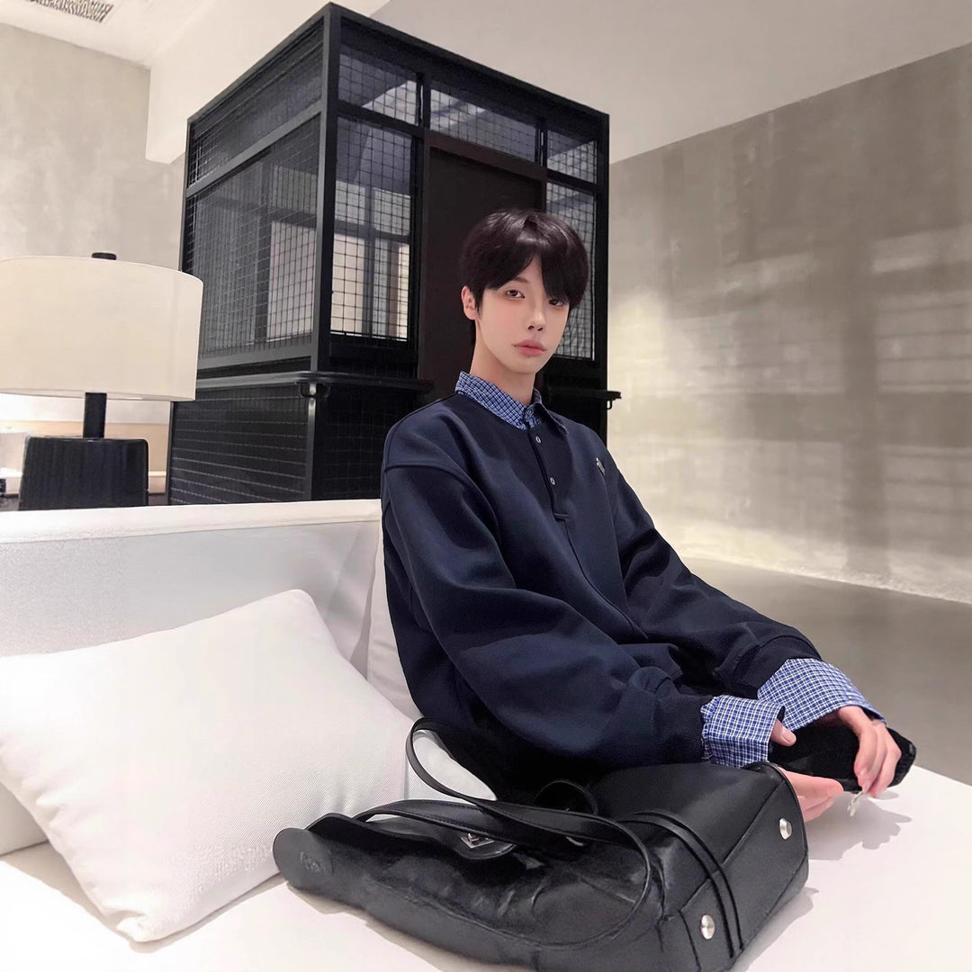 Men's Casual Oversized Sweater with Collar Mune Fashion