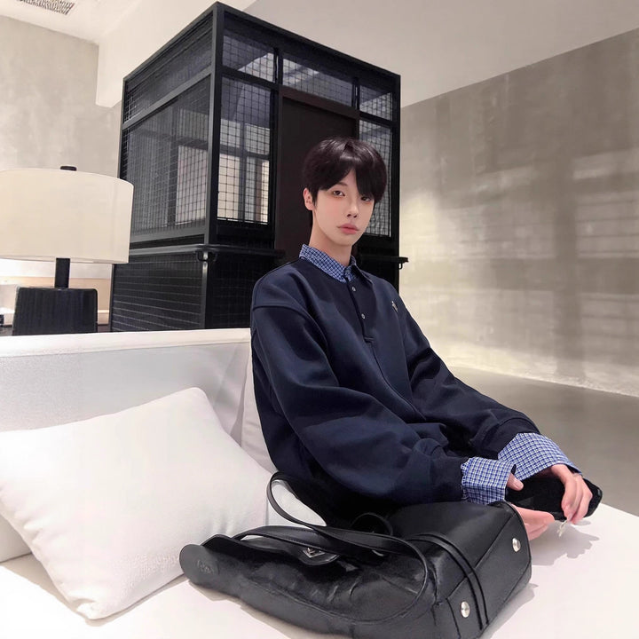 Men's Casual Oversized Sweater with Collar Mune Fashion
