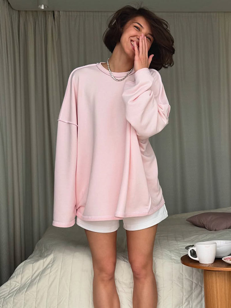 Women's Oversized Sweatshirt with Raglan Sleeves & Extra Long Lounge Cut Mune Fashion