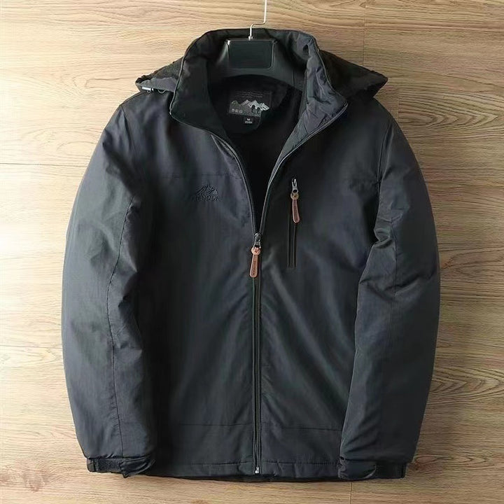 Men's Weatherproof Outdoor Jacket with Adjustable Hood Collar Mune Fashion