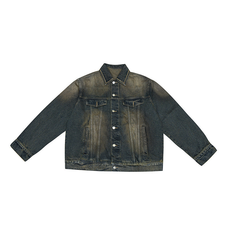 Unisex Oversized Jeans Jacket with Vintage-Washed Effect and Chest Pockets Mune Fashion