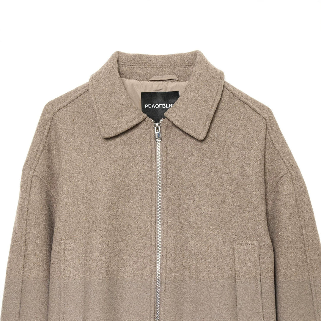 Women's short wool jacket with full zip, lapel collar, and drawstring hem Mune Fashion