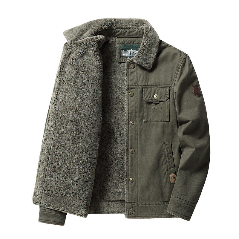 Men's Canvas Trucker Overshirt with all-over Teddy fleece lining and shirt collar Mune Fashion