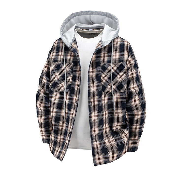 Men's Checkered Flannel Jacket with Hood