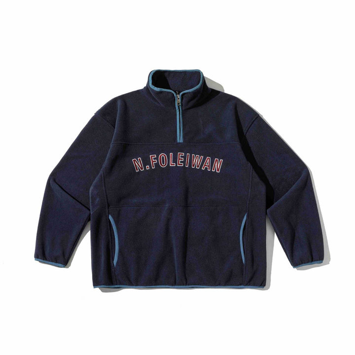 Unisex Fleece Pullover with half high zipper, kangaroo pocket and college style embroidery Mune Fashion