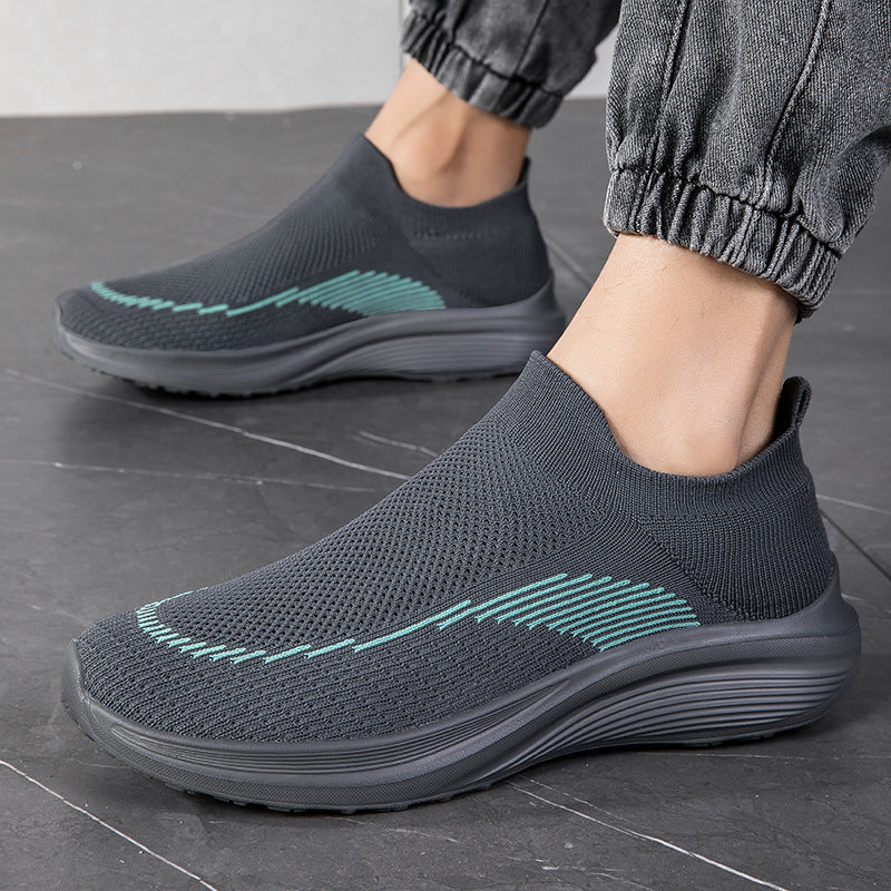 Men's sock-like knitted sneakers with seamless upper and shock-absorbing sole Mune Fashion