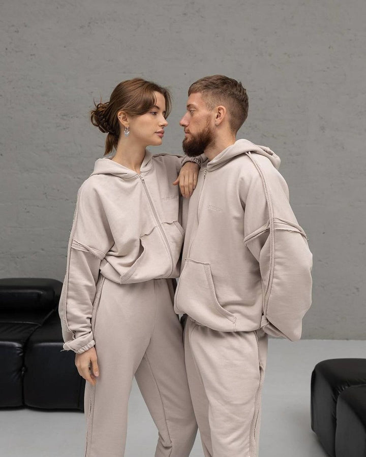 Unisex Oversize Hoodie Set made of soft fleece with zipper and joggers Mune Fashion
