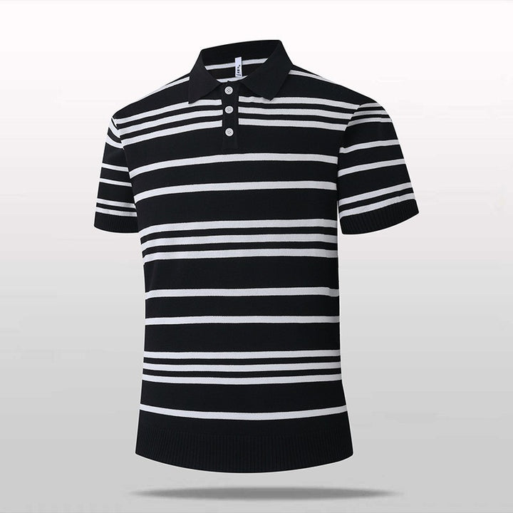 Men's Stylish Short-Sleeve Polo Shirt with Stripes Mune Fashion