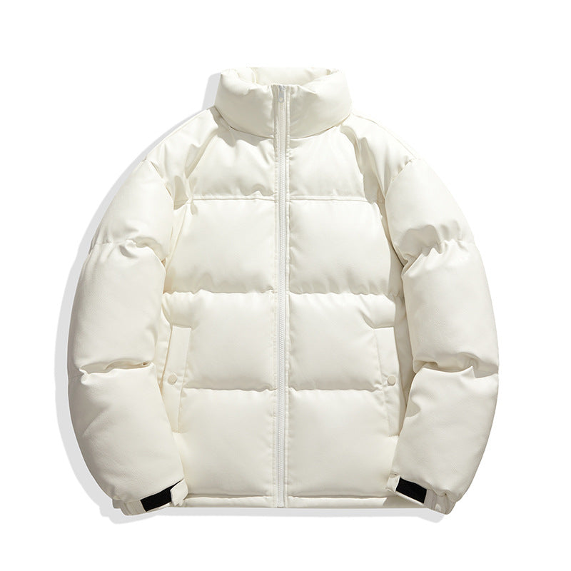 Unisex non-quilted insulation jacket with faux leather shoulder yoke and high collar Mune Fashion