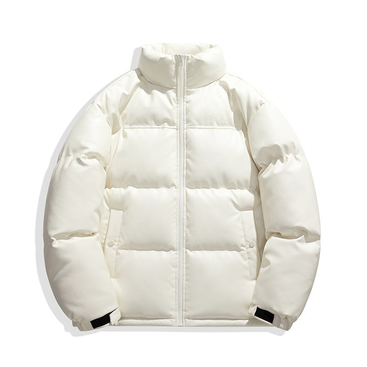 Unisex non-quilted insulation jacket with faux leather shoulder yoke and high collar Mune Fashion