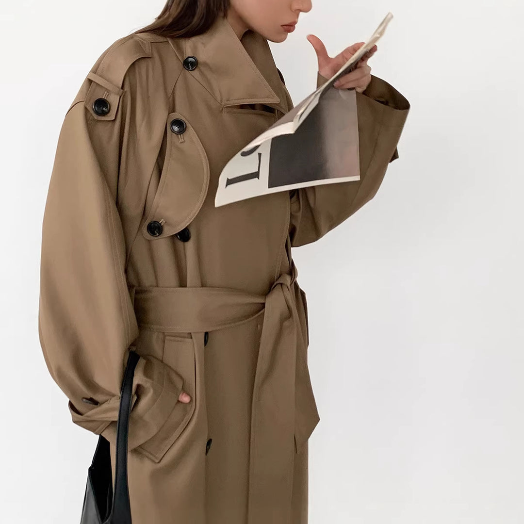 Women's fashionable trench coat with double button placket Mune Fashion
