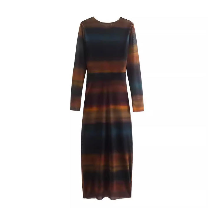 Women's Figure-Hugging Midi Dress with Side Draping and Round Neckline Mune Fashion
