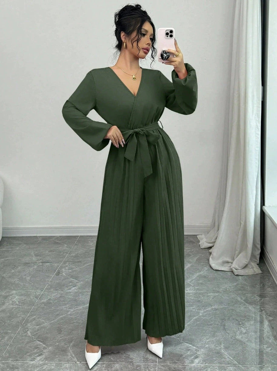 Women Elegant Pleated Jumpsuit Mune Fashion