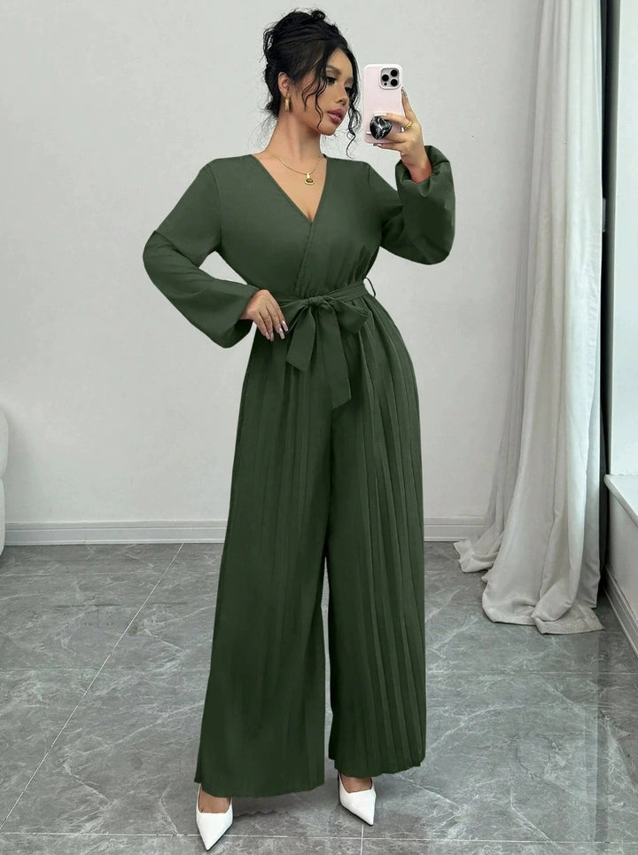 Women Elegant Pleated Jumpsuit Mune Fashion