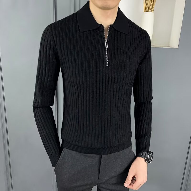 Men's Elegant Knit Sweater with Zipper Mune Fashion