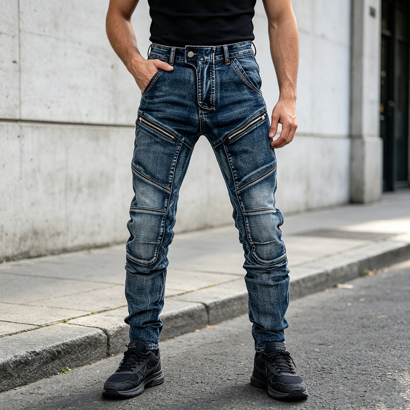 Men's Fashion Jeans with Zipper Details Mune Fashion
