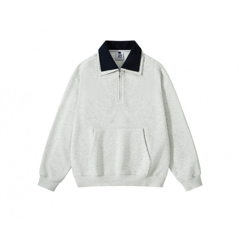 Unisex Oversize Half-zip Sweatshirt with contrasting Kent collar, kangaroo pocket, and ribbed cuffs Mune Fashion