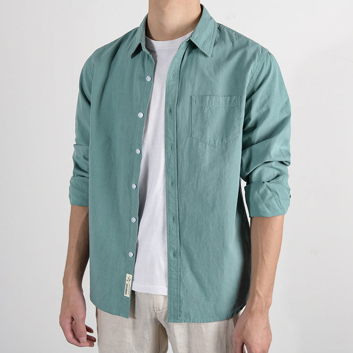 Men's Lightweight Cotton-Linen Overshirt with Chest Pocket and Relaxed Fit Mune Fashion