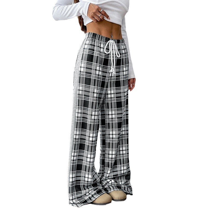 Women Casual Checked Palazzo Pants Mune Fashion