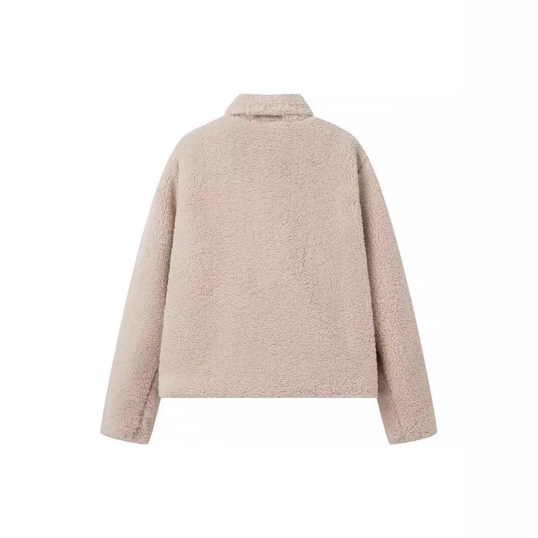 Women's teddy coat made of faux shearling with oversized collar Mune Fashion