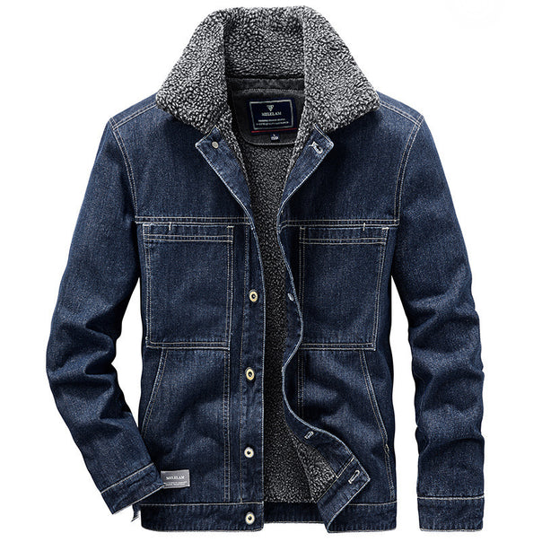 Men's Sherpa-lined Denim Jacket in Worker Style Mune Fashion