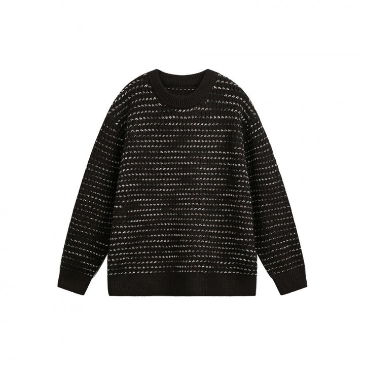 Unisex fine-knit sweater with structured striped look and round neck Mune Fashion