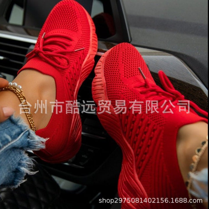 Women's lightweight knitted slip-on sneakers with lacing detail and cushioned lightweight sole Mune Fashion