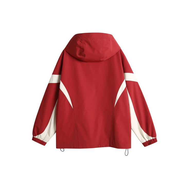 Unisex Technical Hooded Windbreaker Jacket in Boxy Cut with Contrasting Panels and Water-Repellent Zippers Mune Fashion