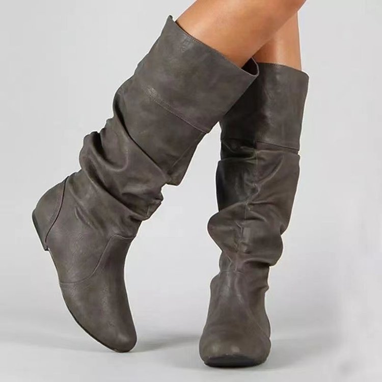 Women's slip-on boots with gathered shaft and flat wedge sole Mune Fashion