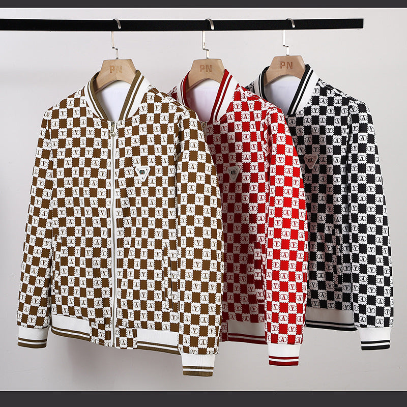 Men's bomber jacket with all-over monogram, zipper and ribbed cuffs Mune Fashion