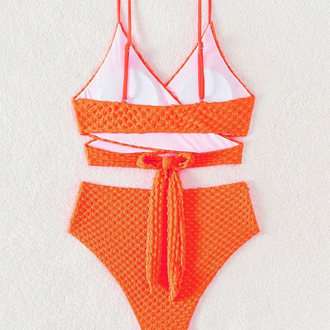 Women High-Waisted Bikini with Modern Wrap Design Mune Fashion