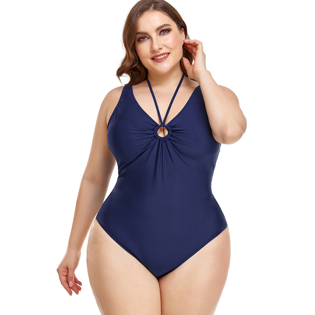 Women Elegant High-Cut One-Piece Swimsuit with Fashionable Ring Detail Mune Fashion