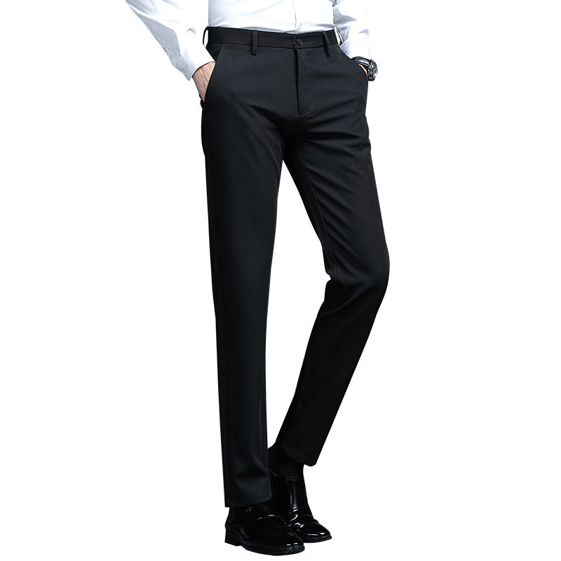 Men's Formal Slim-Fit Suit Trousers with Stretch Waistband and Crease Mune Fashion